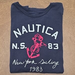 Nautica Dark Blue Tee with Red and White Design